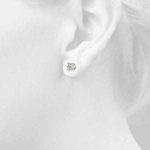 Round 14K White Gold Crown Stud Earrings