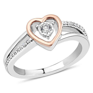 Hearts Essence Diamond Promise Ring In Sterling Silver With 10K Rose Gold