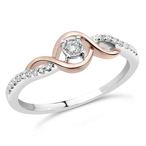 Linked Destiny Diamond Promise Ring In Sterling Silver And 10K Rose Gold