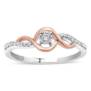 Linked Destiny Diamond Promise Ring In Sterling Silver And 10K Rose Gold