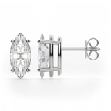 Marquise 14K White Gold Moissanite Four Prong Studs
