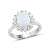 Lab-Created Opal and White Sapphire Halo Ring