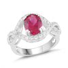 Lab-Created Ruby and White Sapphire Halo Twist Ring