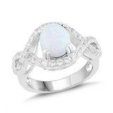 Lab-Created Opal and White Sapphire Halo Twist Ring
