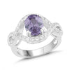 Amethyst and White Sapphire Halo Twist Ring