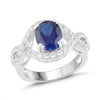 Lab-Created Blue Sapphire and White Sapphire Halo Twist Ring