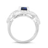 Lab-Created Blue Sapphire and White Sapphire Halo Twist Ring