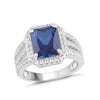 Lab-Created Blue Sapphire and White Sapphire Halo Ring