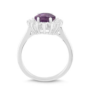 Lab-Created Alexandrite and White Sapphire Halo Ring