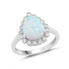 Lab-Created Opal and White Sapphire Pear Halo Ring