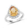 Natural Citrine and White Sapphire Pear Halo Ring