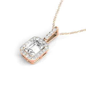 Halo Emerald 14K Rose Gold Pendant