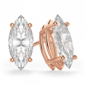 Marquise 14K Rose Gold Moissanite Four Prong Studs