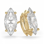 Marquise 14K Yellow Gold Moissanite Four Prong Studs