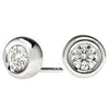 Platinum Plated Silver Moissanite Bezel Stud Earrings