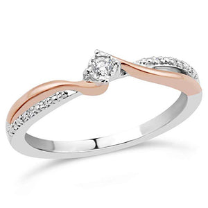Twin Flame Diamond Promise Ring In Sterling Silver And 10K Rose Gold