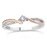 Twin Flame Diamond Promise Ring In Sterling Silver And 10K Rose Gold