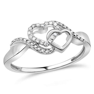 Allied Hearts Diamond Promise Ring In Sterling Silver With Intertwined Hearts 1/10 Ct.Tw.