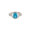 Natural Blue Topaz and White Sapphire Halo Twist Ring