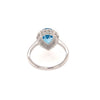 Natural Blue Topaz and White Sapphire Pear Halo Ring