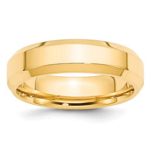 Men's 14K Yellow Gold Bevel Edge Comfort Fit Band (From 4mm to 6mm)
