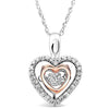 Dancing Diamond Heart Necklace in 10k White and Rose Gold