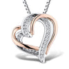 Intertwined Diamond Heart Necklace in Sterling Silver and 10k Rose Gold
