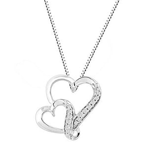 Diamond United Heart Necklace in Sterling Silver