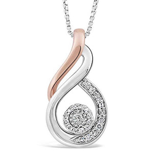 Cherished Moon Diamond Necklace in 10k Rose Gold and Sterling Silver