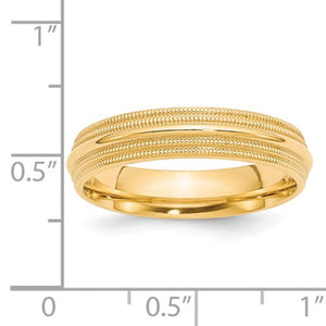 Men's 14K Yellow Gold Double Milgrain Comfort Fit Band (From 5mm to 8mm)