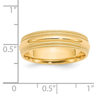 Men's 14K Yellow Gold Double Milgrain Comfort Fit Band (From 5mm to 8mm)