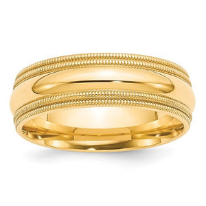 Men's 14K Yellow Gold Double Milgrain Comfort Fit Band (From 5mm to 8mm)