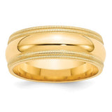 Men's 14K Yellow Gold Double Milgrain Comfort Fit Band (From 5mm to 8mm)
