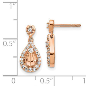 14K Rose Gold Diamond Dangle Earrings