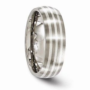 Men's Titanium 7mm Titanium With Sterling Silver Inlay Brushed Band