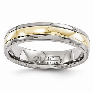 Men's 5mm Titanium With 14K Yellow Gold Inlay Band