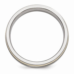 Men's 6mm Titanium And 14K Yellow Gold Edge Polished Band