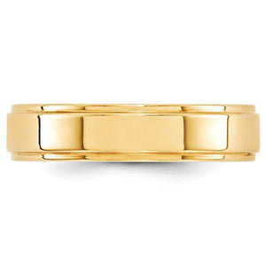Men's 14K Yellow Gold Flat With Step Edge Band (From 4mm to 10mm)