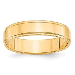 Men's 14K Yellow Gold Flat With Step Edge Band (From 4mm to 10mm)