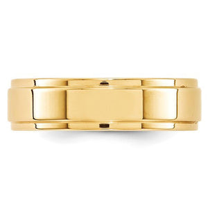 Men's 14K Yellow Gold Flat With Step Edge Band (From 4mm to 10mm)
