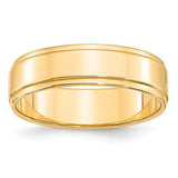 Men's 14K Yellow Gold Flat With Step Edge Band (From 4mm to 10mm)