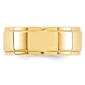 Men's 14K Yellow Gold Flat With Step Edge Band (From 4mm to 10mm)