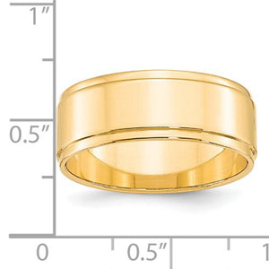 Men's 14K Yellow Gold Flat With Step Edge Band (From 4mm to 10mm)