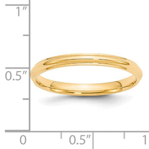 Women's 14K Yellow Gold Half Round With Edge Band (From 2.5mm to 3mm)