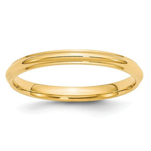 Women's 14K Yellow Gold Half Round With Edge Band (From 2.5mm to 3mm)
