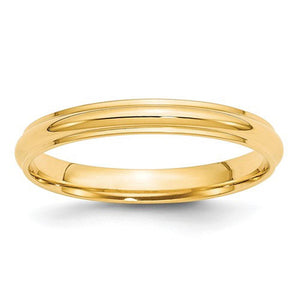 Men's 14K Yellow Gold Half Round With Edge Band (From 3mm to 8mm)