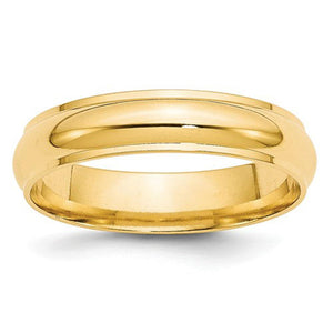 Men's 14K Yellow Gold Half Round With Edge Band (From 3mm to 8mm)