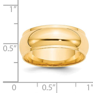 Men's 14K Yellow Gold Half Round With Edge Band (From 3mm to 8mm)
