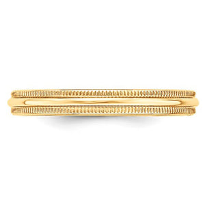 Women's 14K Yellow Gold Milgrain Half Round Band (From 3mm to 4mm)