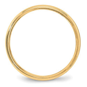 Men's 14K Yellow Gold Milgrain Half Round Band (From 4mm to 6mm)